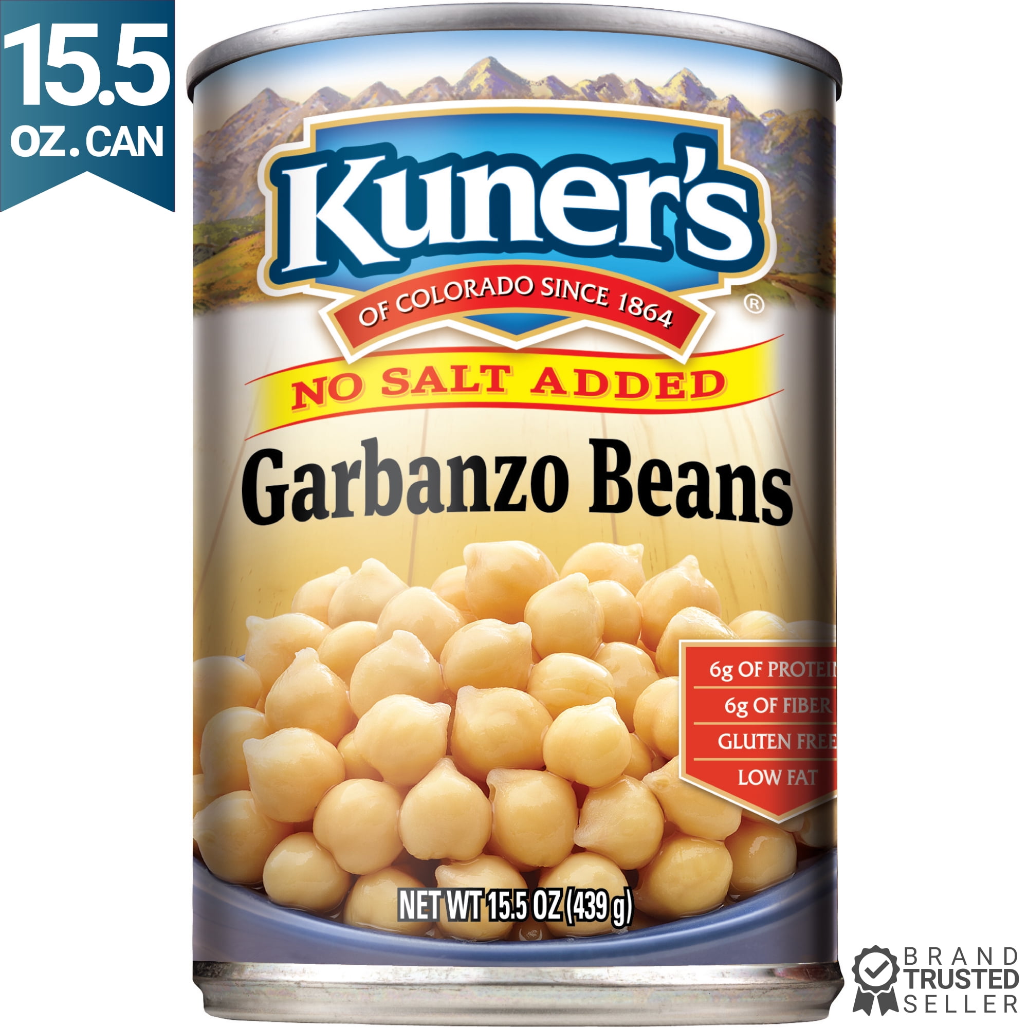 Kuner's Garbanzo Beans No Salt, 15 OZ (Pack of 12)
