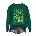 thumbnail image 2 of VKOYWKM Happy St. Patrick's Day Sweatshirts pour Femmes Chandails à Col Rond à Imprimé de Lettres Drôle Coupe Ample Manches Longues Vert, 2 of 5