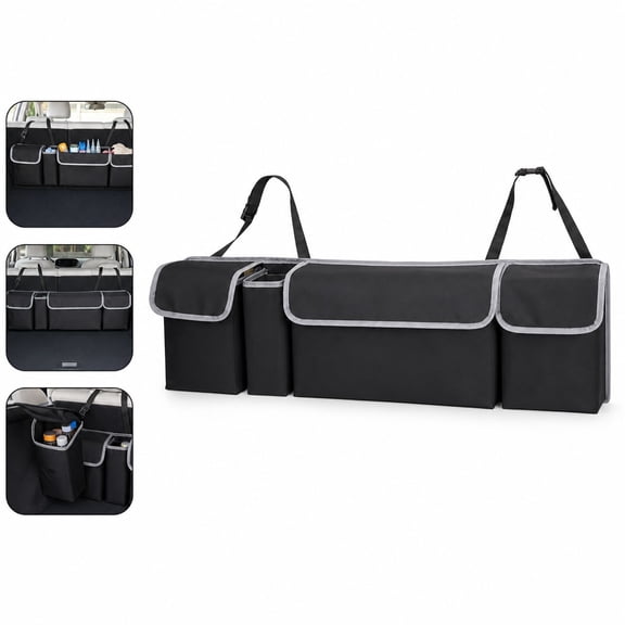 Car Trunk Organizer Hanging Bag, Foldable Backseat Storage Organizer for SUV and Vehicle, 35.4 x 9.8 Inches