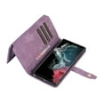 thumbnail image 4 of ELEHOLD Crossbody Wallet Case for Samsung Galaxy S23 Ultra, Magnetic Clasp with Card Slots, Zipper Pocket,Kickstand,PU Leather Detachable Shoulder Strap Lanyard for S23 Ultra,Purple, 4 of 8