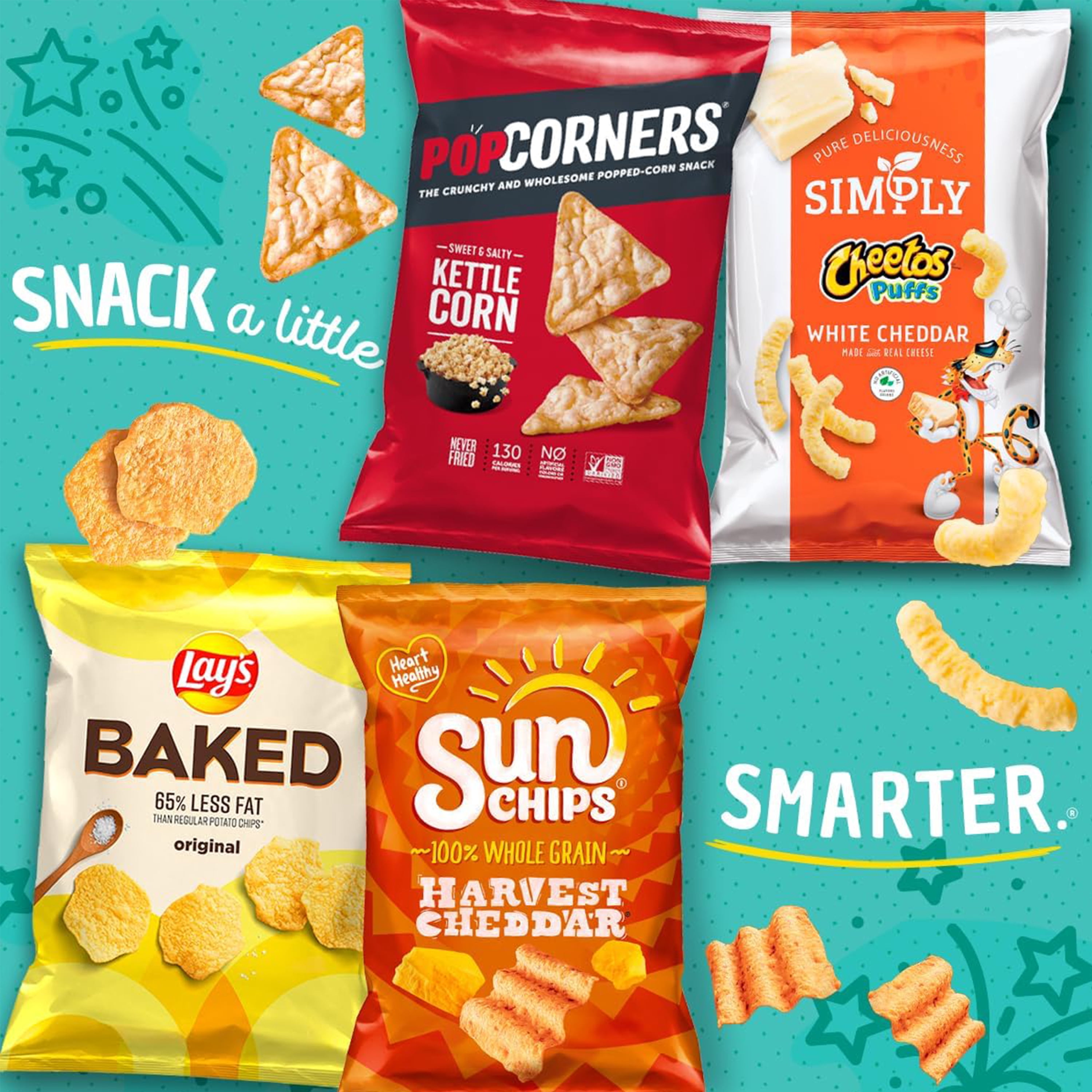 PopCorners Popped Gluten Free Corn Snacks, White Cheddar, 1 oz Bags, 20 Count