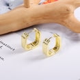 thumbnail image 4 of Lancharmed Square Earrings for Women Trendy Triple Gold Stud Earrings 14K Gold Plated Earring For Gifts, 4 of 8