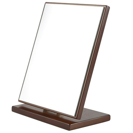 Toyvian 1Pcs Vanity Mirrors Wood Light Brown Rotation Mirror for Bedroom