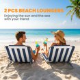 thumbnail image 4 of Outsunny 2 Pcs Chaise Longue de Plage Pliante avec Oreiller, Bleu, 4 of 10