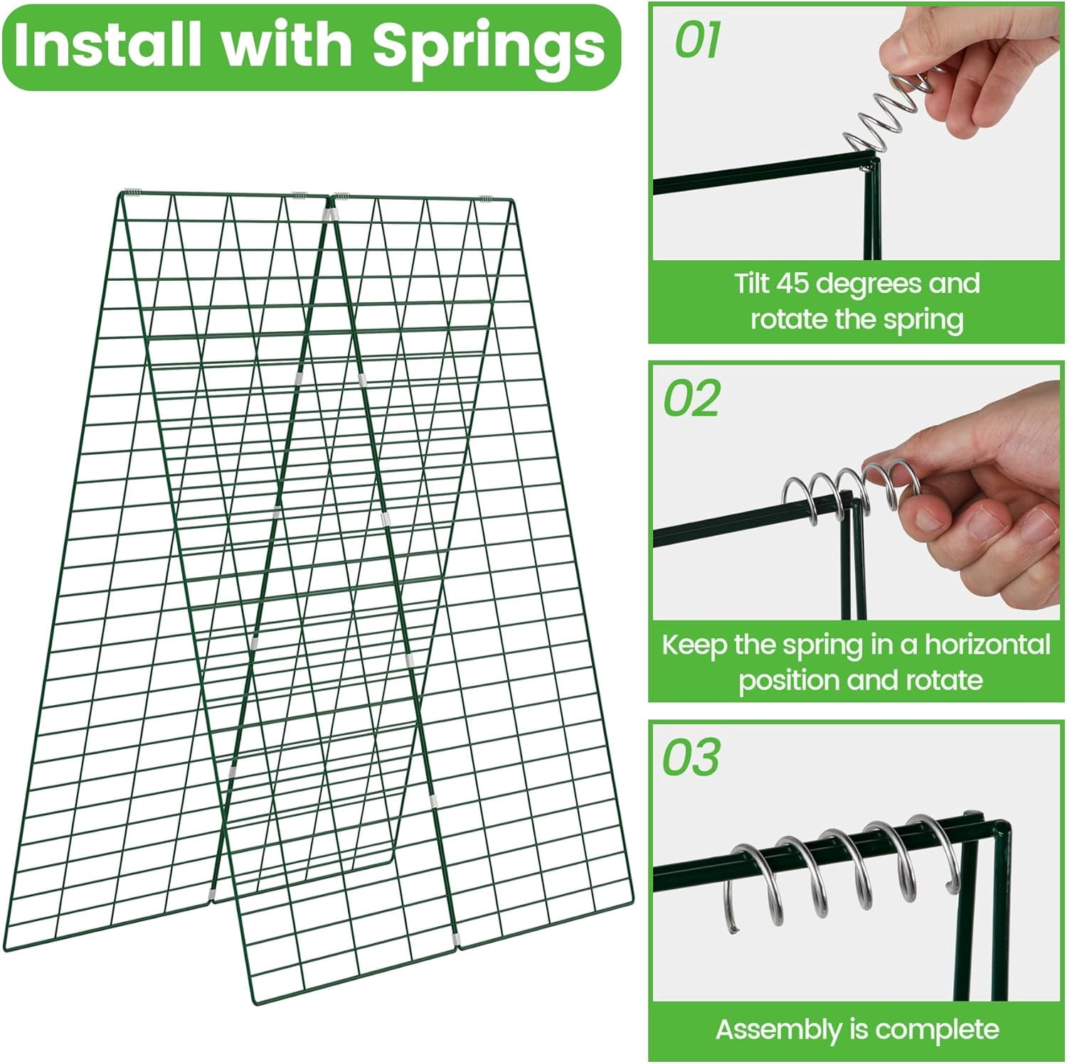 Foldable Cucumber Trellis - 3 Pack, 48" L x 34" W A-Frame Trellis, Climbing Plants Support Raised Bed Trellis, with Twist Ties & Plant Bags for Outdoor Yards Gardens