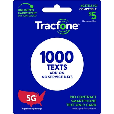 Tracfone $5 Text Only Add On (1000 texts) e-PIN Top Up (Email Delivery)