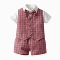 thumbnail image 3 of Toddler Boys Formal Outfits Set Short Sleeve Bow Tie Shirts and Shorts Set for Photography Baby Boy Summer Clothes, 3 of 4