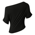 thumbnail image 5 of Women's Off Shoulder T-Shirt Casual Basic Top with Ruffle Detail Versatile Short Sleeve Blouse for Everyday Wear Summer Women Shirts Casual Tunic Tops Tees, 5 of 5