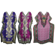 Mogul Womens Caftan Beach Dress Cover Up Evening Printed Kimono Maxi Kaftan Wholesale Lot Of 3 Pcs