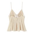 thumbnail image 3 of ClodeEU Women's Pleated Spaghetti Strap Tank Top, Casual Solid Color Sleeveless Blouse for Summer Yellow,Womens Plus M, 3 of 3
