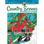 Pre-Owned Creative Haven Country Scenes Color by Number Coloring Book (Paperback 9780486822808) by George Toufexis