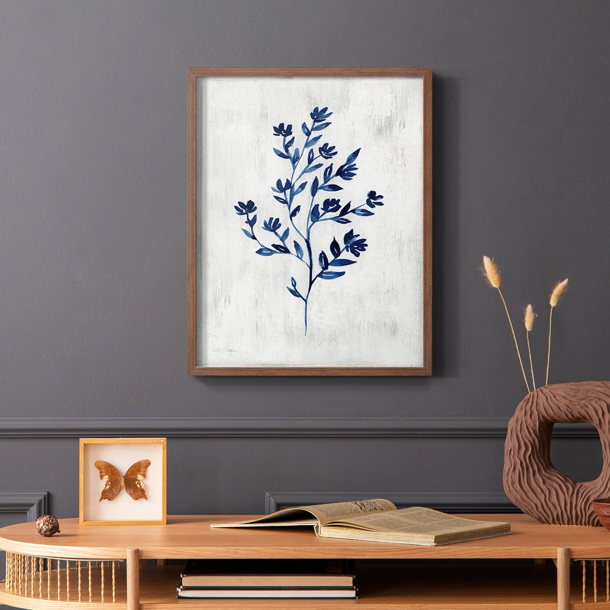 Wild Indigo II - Brown Framed Wall Art Print, Solid Wood Frame, 8" x 10", Ready to Hang