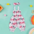 thumbnail image 6 of Mercatoo Baby Girls Summer Jumpsuits Outfit Ruffle Sleeveless Floral Suspender Romper + Headband 2Pcs Bodysuit Clothes Set, 6 of 8