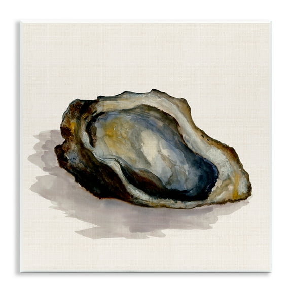 Stupell Industries Oyster Shell on Beige Nautical & Beach Painting Unframed Art Print Wall Art, 12 x 12
