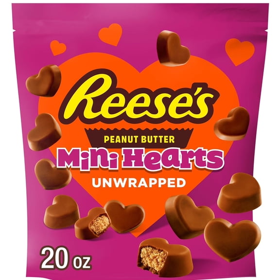 V REESES MILK CHOCOLATE PEANUT BUTTER UNWRAPPED MINI HEARTS POUCH