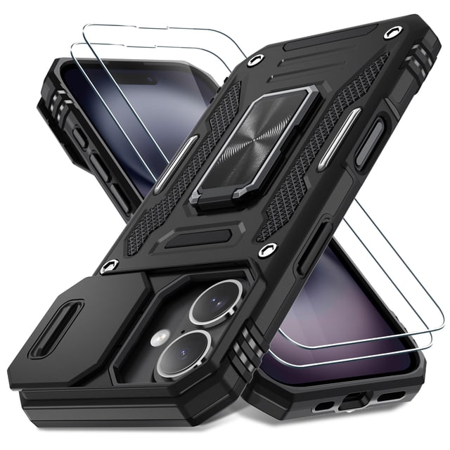 Funda de teléfono DEERLAMN para iPhone 16 de 6.1 pulgadas con funda de cámara deslizante