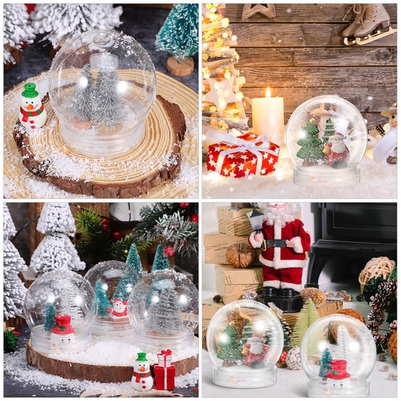 NIAIZEK Snow Globe Kit with Transparent Plastic Fillable Screw Cap for Crafting and Home Decoration