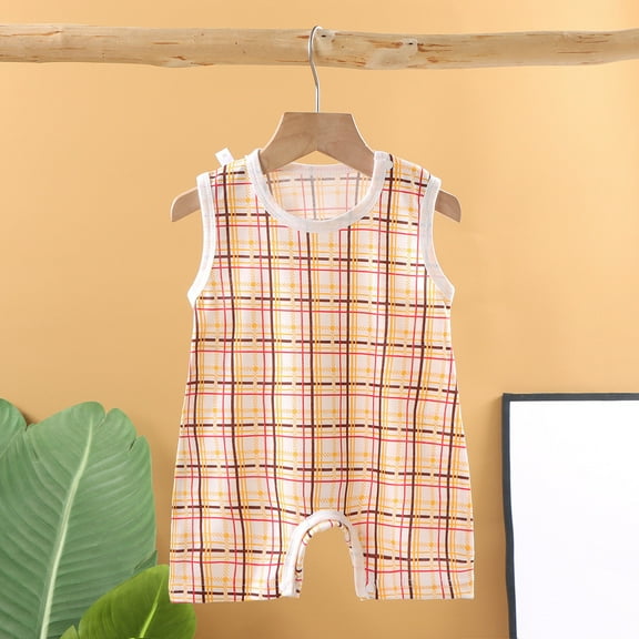 lulshou Spring Romper Baby Spring New Onesie Newborn Crawling Clothes Sleeveless Thin Ha Clothes Bag Fart Clothes Bodysuit Jumpsuit on Clearance