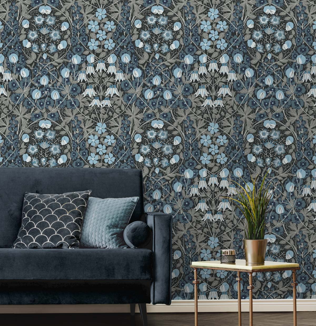 NextWall Bluestone Tulip Garden Peel and Stick Wallpaper