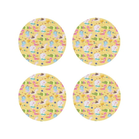 

Gaeub Summer Animals Print 4 Pcs Leather Coasters for Drinks Drink Coasters Sets Drink Table Cup Coasters for Living Room Kitchen Coffee Decor-Round Shape