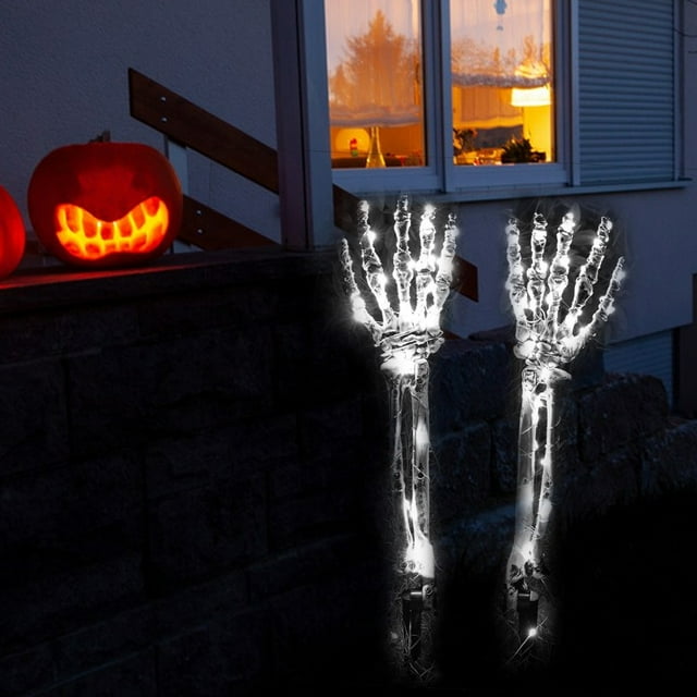 Halloween Skeleton Decoration Lights, Skeleton Hand Arms Garden Lights, Hand Crawling Out Of The Ground LED Lamp, Halloween Horror Garden Decoration Stakes,C