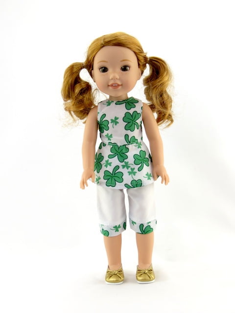 Purple Star Top Pants Fits American Girl Wellie Wishers Handmade Doll Clothes 