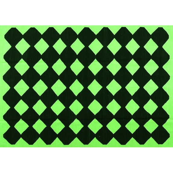 Ahgly Company Indoor Rectangle Abstract Green Contemporary Area Rugs, 7' x 9'