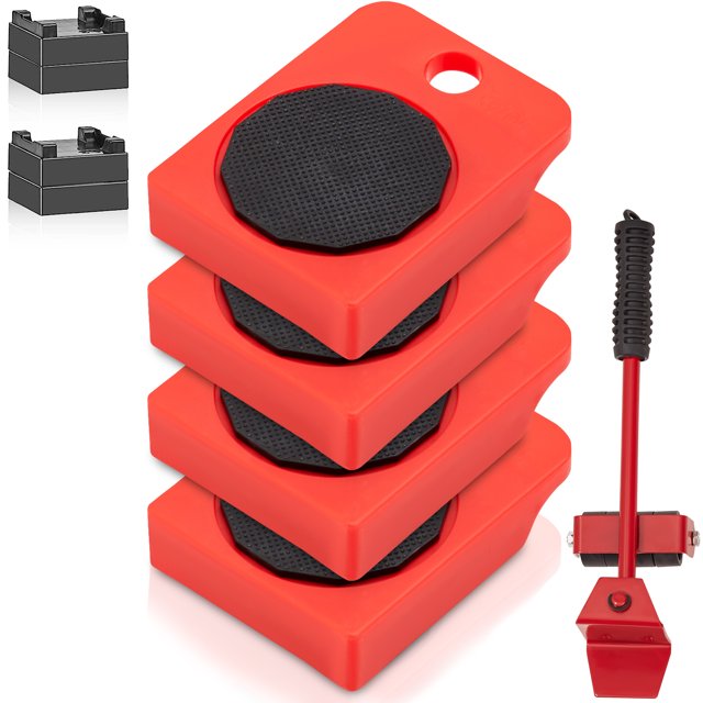 VEVOR Furniture Dolly, 4 Pack Plastic Furniture Mover Sliders with 4 PP Wheels & 360° Rotation Non-Slip Cap, 250lbs Capacity Furniture Lift Mover Tool Set for Moving Heavy Furniture Refrigerator Sofa