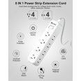 Flat Plug Extension Cord 25 ft, Surge Protector Power Strip with 8
