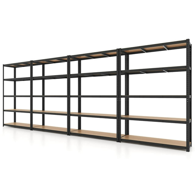 Costway 4 PCS 5 Tier Adjustable Garage Shelving Unit with 2200 lbs Max Load for Warehouse Black