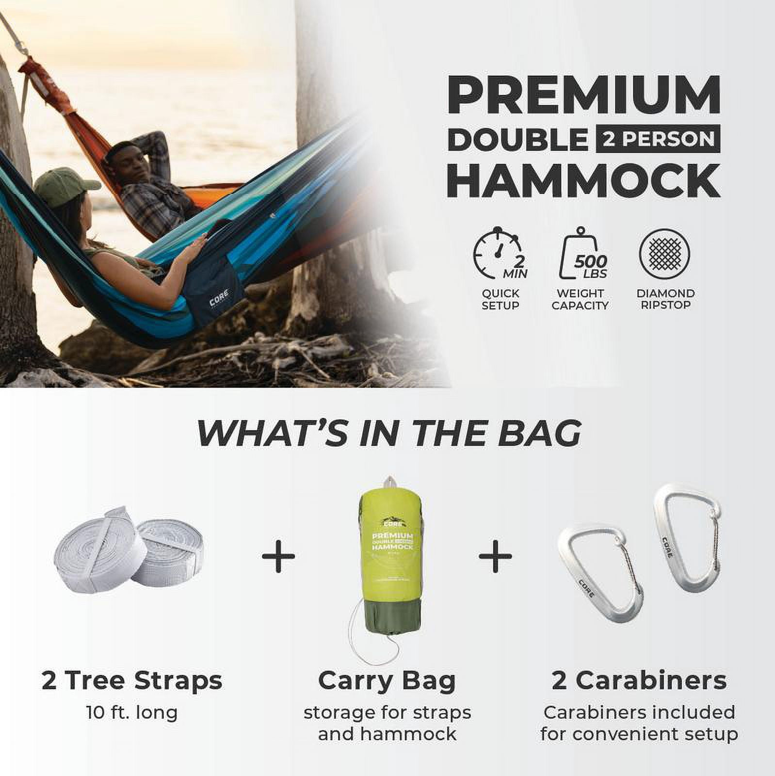 CORE Premium Double Hammock - Green
