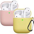 thumbnail image 1 of Compatible with AirPods Case Cover Silicone Protective Skin for Airpods Case 2&1 (2 Pack) Sand Pink/Yellow, 1 of 5