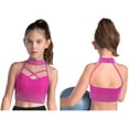 thumbnail image 5 of Haitryli Girls Sparkle Rhinestone Crop Top Halter Neck Sleeveless Vest For Gymnastics Ballet Performance Hot Pink 6, 5 of 6
