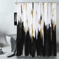 thumbnail image 2 of Black and White Shower Curtain, Black White Gold Brush Strokes Graffiti Oil Painting Modern Art Abstract Bathroom Curtain Waterproof Fabric Machine Washable with Hooks, 84" Wx72 L, 2 of 6