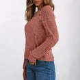 thumbnail image 3 of Blouse for Women Plus Size Lace Long Sleeved Round-Neck Solid Color Patchwork T-Shirt Pullover Blouse Watermelon Red XXL, 3 of 5