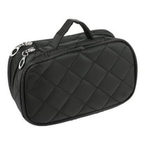 Unique Bargains 1pcs Travel Double Layer Makeup Bag Portable Makeup Organizer Bag Cosmetics Storage Bag Waterproof Black