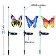 QiShi 3-pack Solar Butterfly Garden Lights - Color-Changing LED Stake Lights for Outdoor Decor