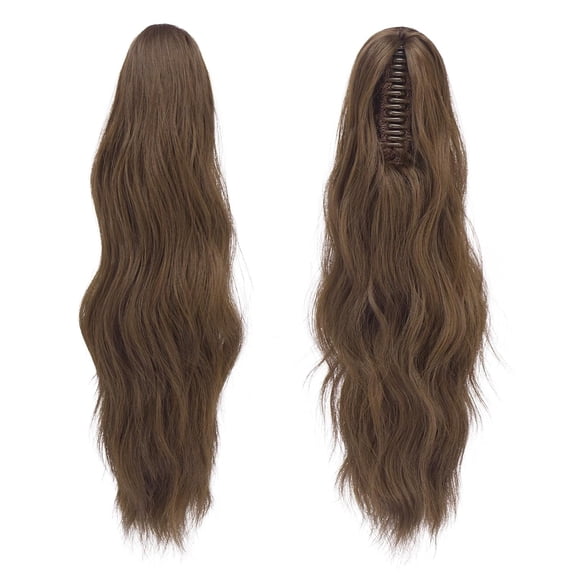 WEIF-Ponytail Extensions, Long Claw Clip in Ponytail Hairpiece Synthetic Pony Tails Hair Piece Natural Wavy Hairpieces for Women, Multi Brown 20 inch