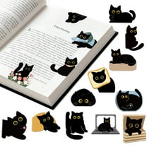 Sinekong 30 pcs Cute Magnetic Bookmark, Black Cat Book Marks for Reading Women Book Lover Gifts
