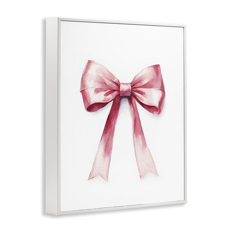 Stupell Industries Glam Delicate Pink Bow White Framed Giclee Art