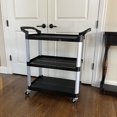 thumbnail image 2 of FixtureDisplays Chariot de Service Alimentaire 330 Lb Capaticy Chariot Utilitaire à 3 Tablettes Plateau de Rangement à Transfert par Pression Chariot d'Outils Mobile 33 X 17 X 38 Pouces Extérieur Dimensions 18002, 2 of 9