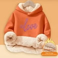 thumbnail image 5 of Girl Hoodies Girls Letter Print Hooded Sweatshirt Soft Lined Pullover Long Sleeve Warm Winter Kids Casual Top Kids Sweatshirts Orange 9 Years-10 Years, 5 of 5
