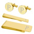 thumbnail image 1 of BodyJ4You 4PC Cufflinks Tie Bar Money Clip Button Shirt Personalized Initials Letter P Gift Set, 1 of 6