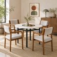 thumbnail image 2 of 5-Piece Dining Set With 42" Round Table and 4 Light Gray Fabric Chairs for Dining Room, 2 of 8