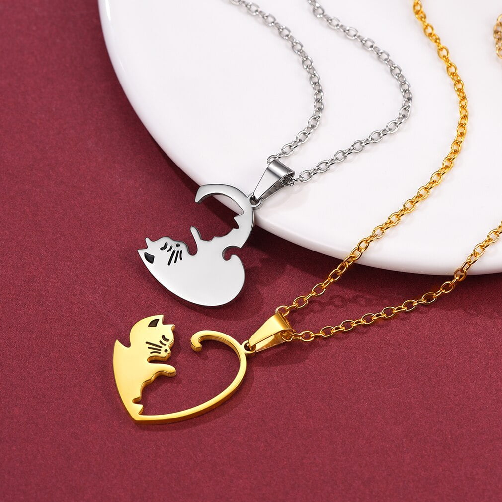 2BFF Couples Cute Kittens Cats Pendant Necklace | Cat pendant necklace, Cat  pendants, Bff necklaces