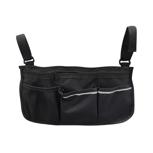 Bolsa Lateral Ajustable Sunnimix, Bolsa para Reposabrazos, Múltiples Bolsillos, Sillas de Movilidad, Carrito de Bebé, Negro