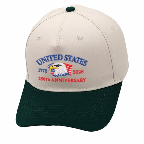 USA 250 Vintage Trucker Hat - Oversized Embroidered Letters & Panel Design