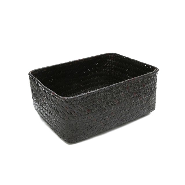Flmtop Handmade Straw Dried Flower Fruit Pot Basket Rattan Box Candy Earphone Organizer