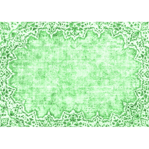 Ahgly Company Indoor Rectangle Abstract Emerald Green Modern Area Rugs, 8' x 10'