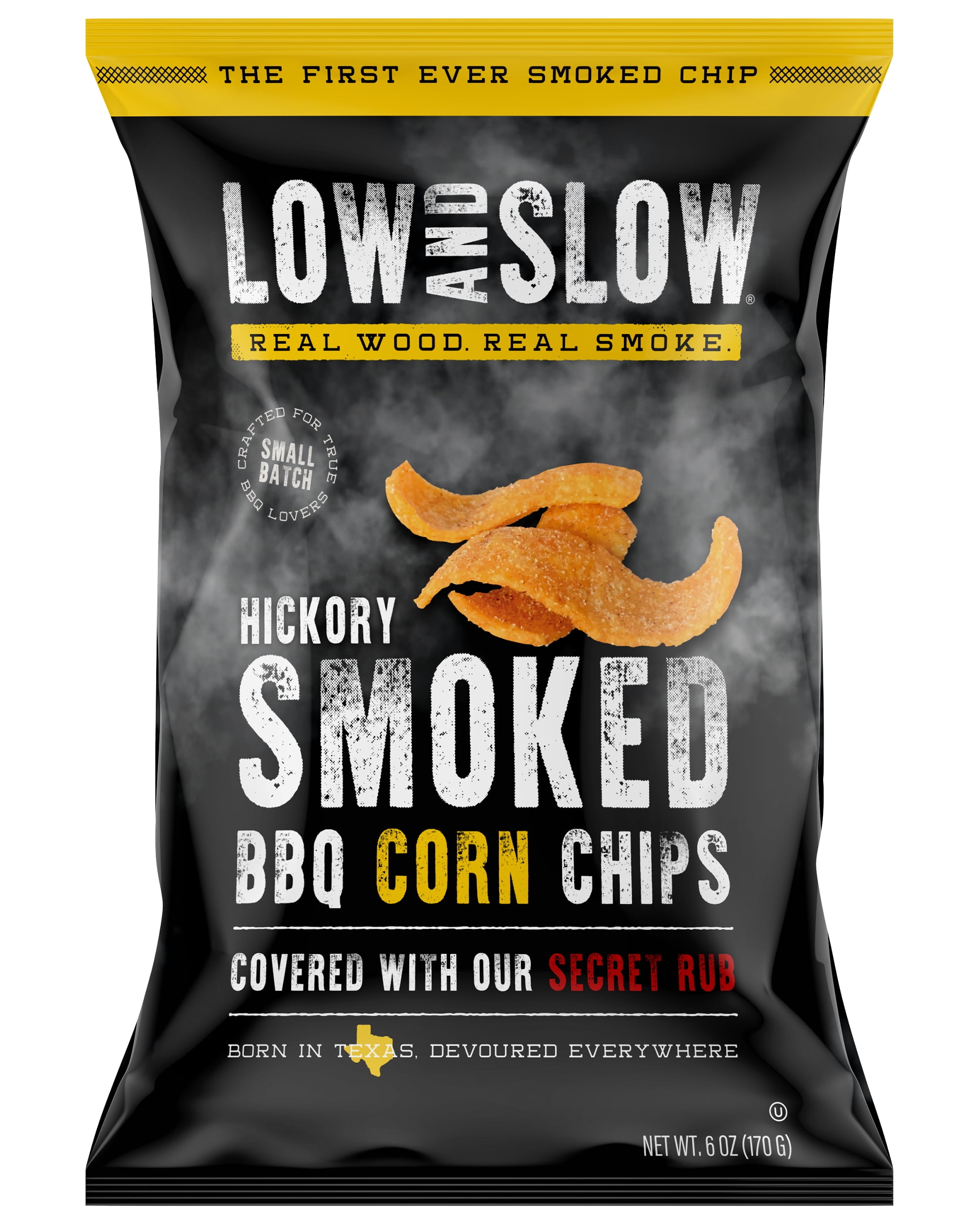 (2 pack) Low and Slow Hickory Smoked Corn Chips, 6 oz Metalized Film Bag